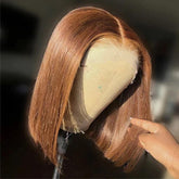 13x4 Brown Color 4# Straight Hair Bob Wigs Human Hair - 14A